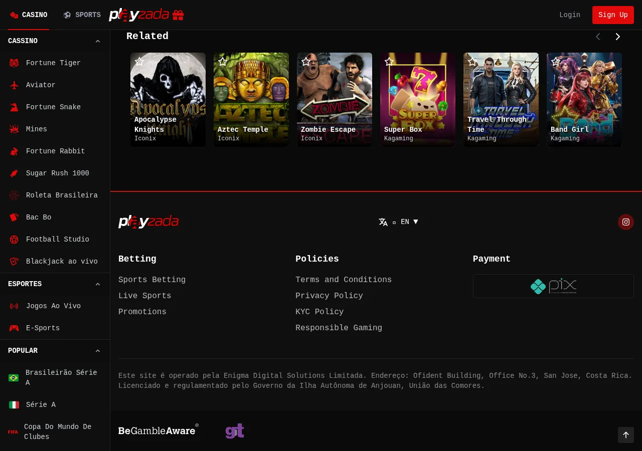 Banner de visão geral Playzada