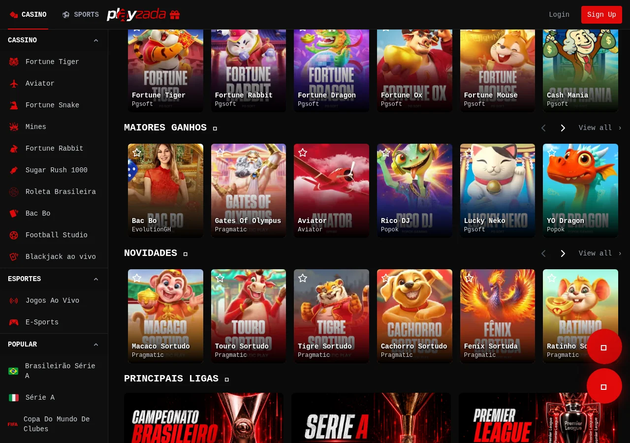 Playzada game selection